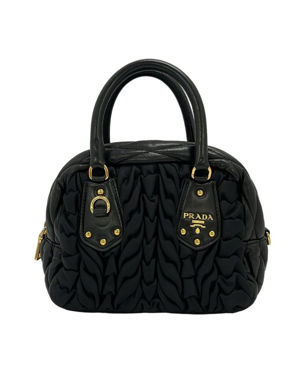 Prada Gathered Black Mini Bag Leather